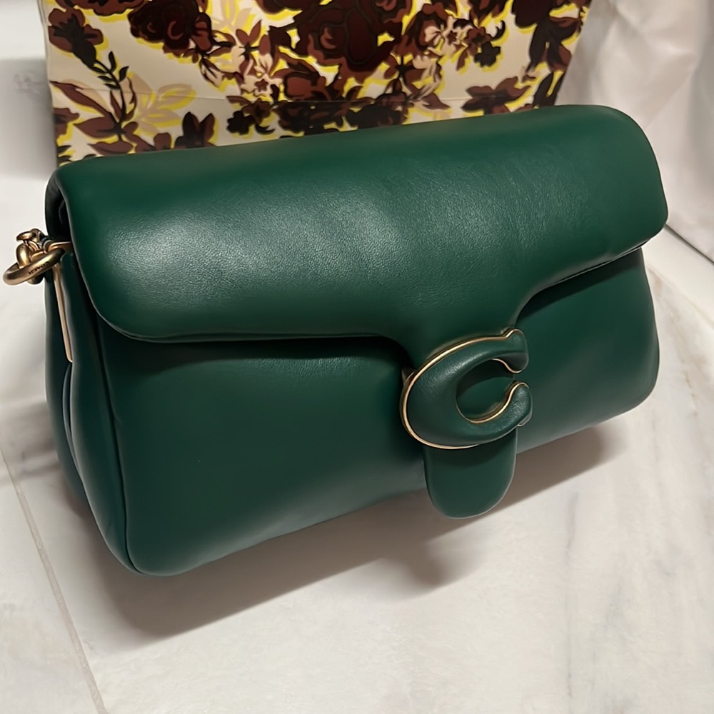 Deep Pine Coach Pillow Tabby in size 26